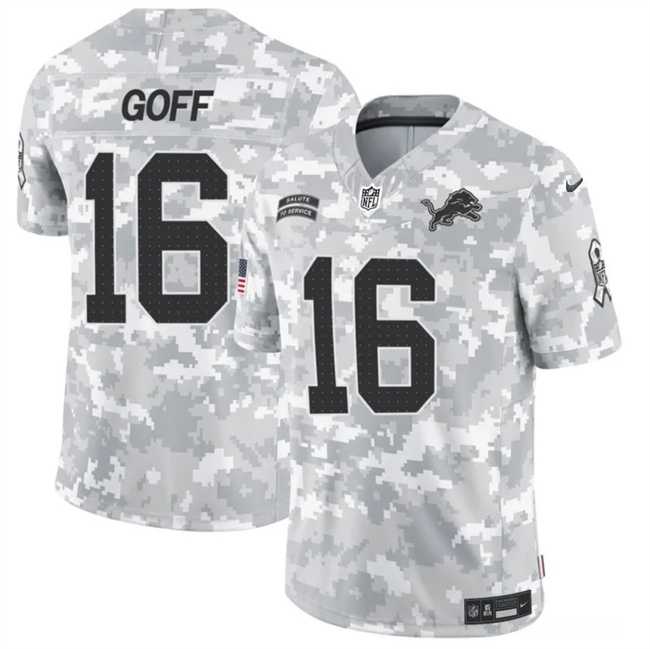 Mens Detroit Lions #16 Jared Goff 2024 F.U.S.E Arctic Camo Salute To Service Limited Stitched Football Jersey Dzhi